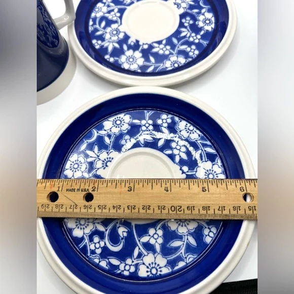 Set of 2 VTG Mikasa Japan Light'n Lively Blue Bonnet Ironstone Cups & Saucers